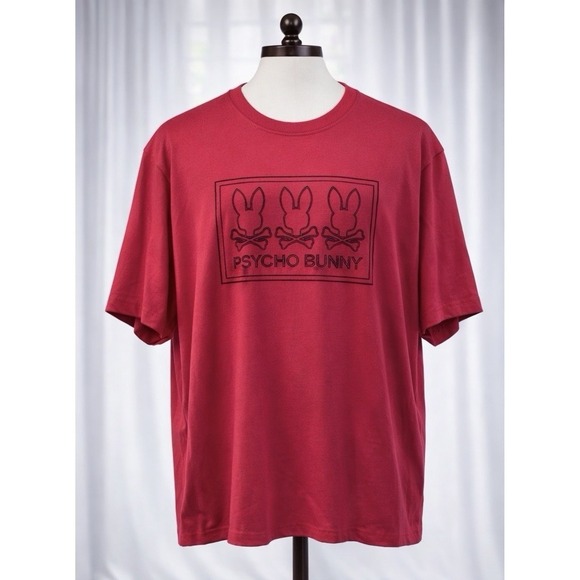New Psycho Bunny Men's T-Shirt Tee TacomaLogo Tee Pima Cotton Red Size 4X 4XL